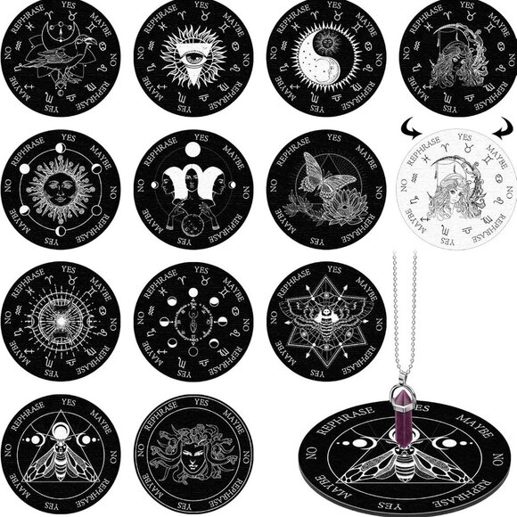 Other - 13 Pieces Star Pendulum Board Dowsing Divination Set Included Double Sided Woode